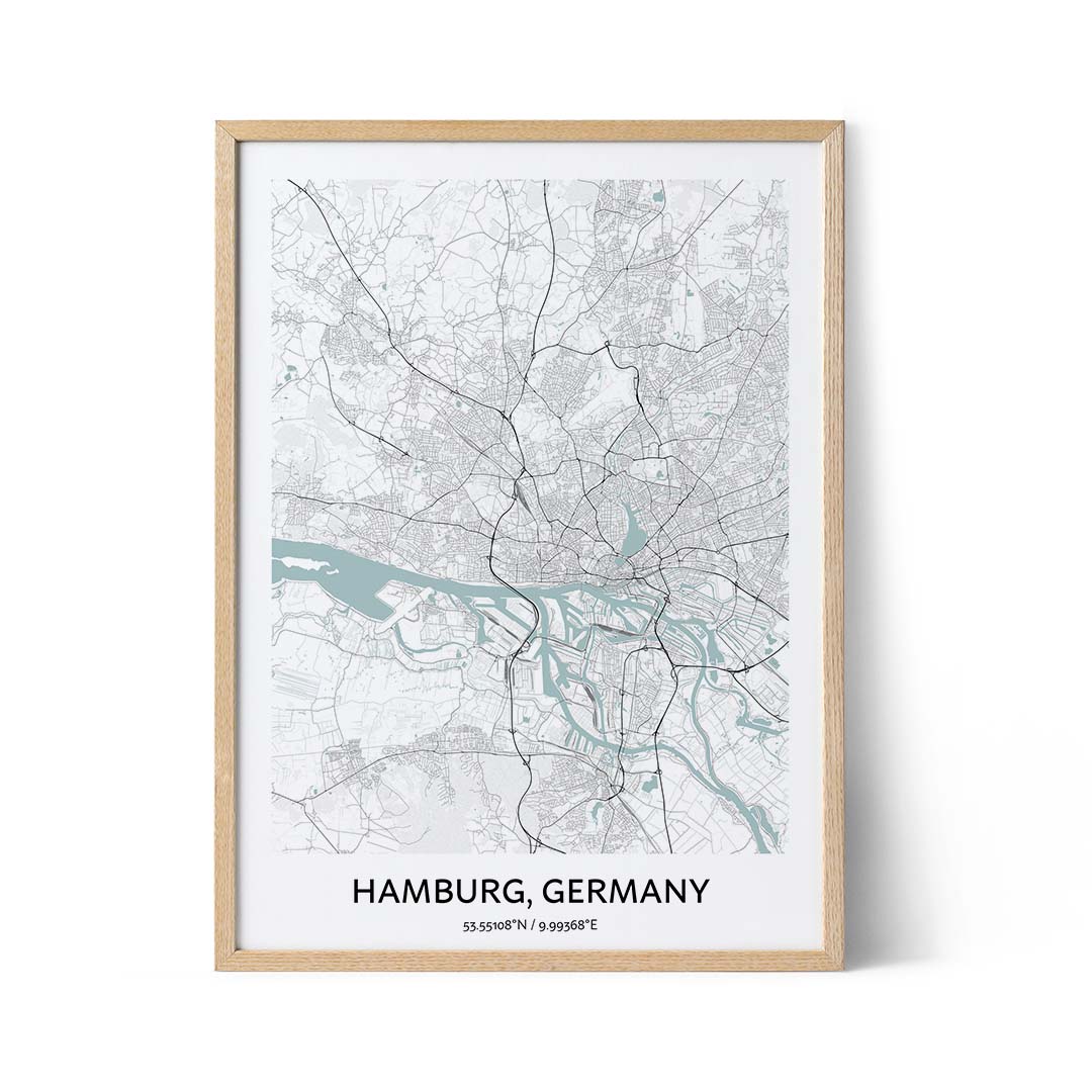 Affiche du plan de la ville de Hambourg