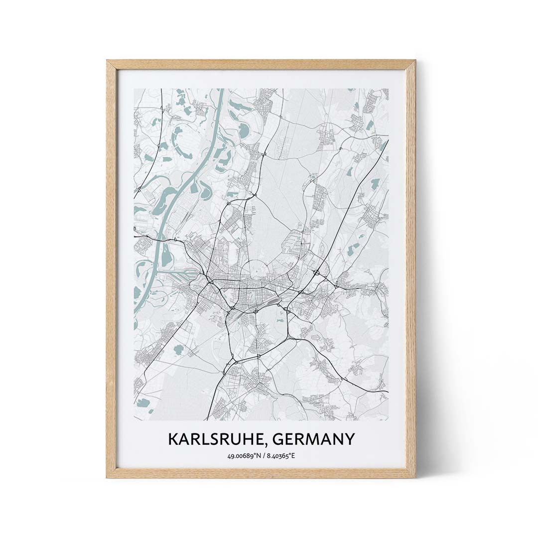 Affiche du plan de la ville de Karlsruhe