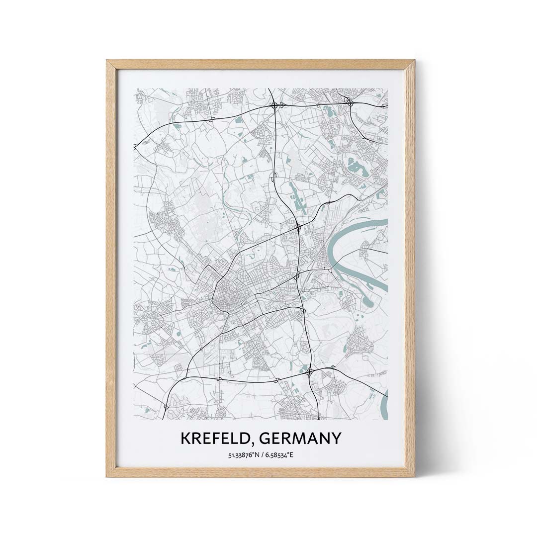 Affiche du plan de la ville de Krefeld