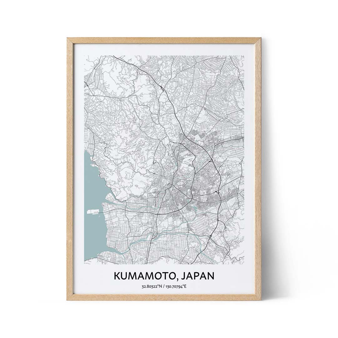 Kumamoto city map poster