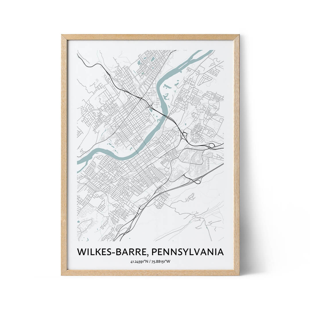 Wilkes-Barre city map poster