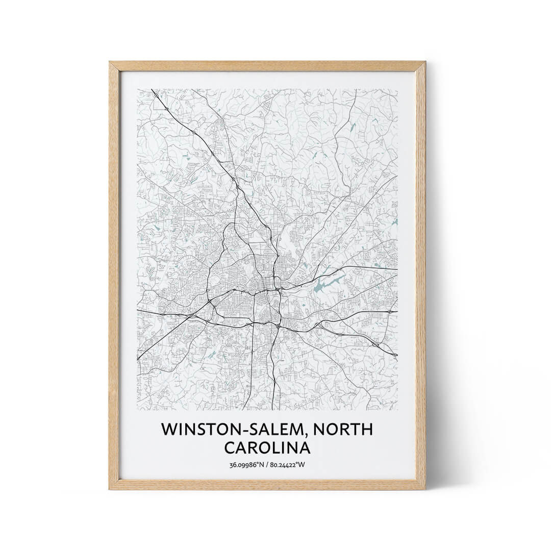 Winston-Salem city map poster