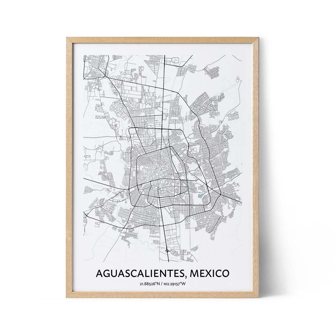 Aguascalientes city map poster