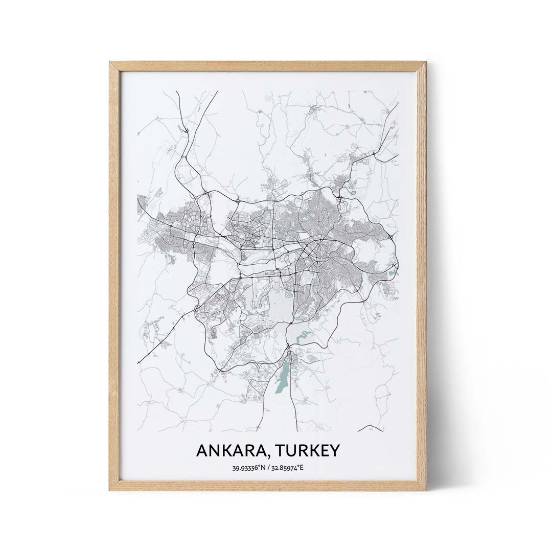 Affiche du plan de la ville d'Ankara