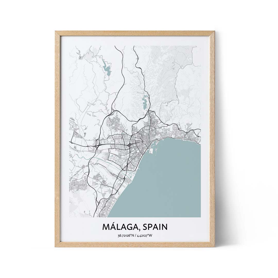 Affiche du plan de la ville de Malaga