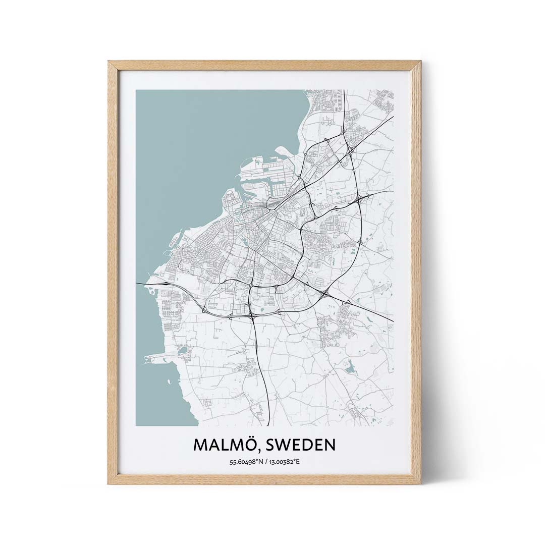 Affiche du plan de la ville de Malmo