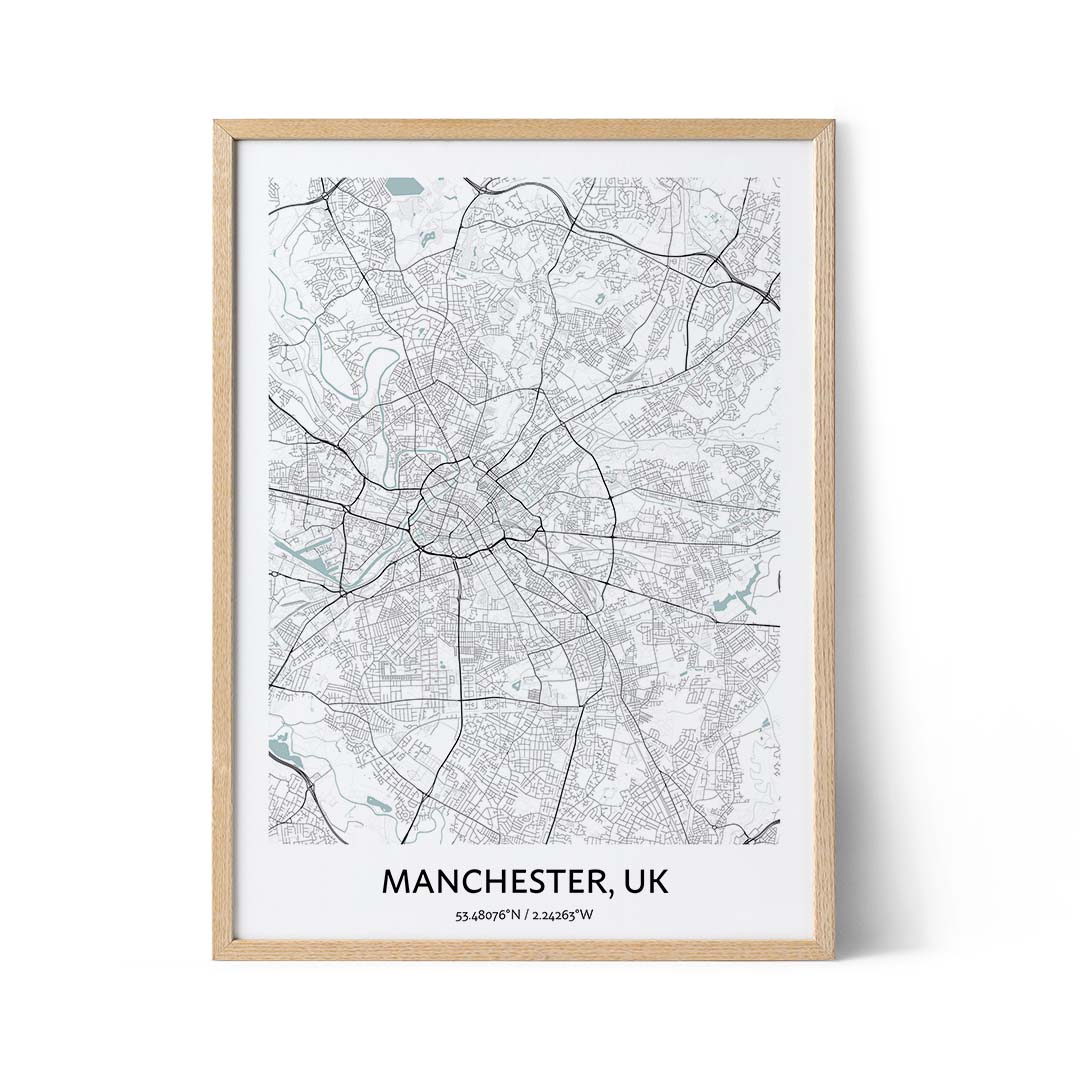 Affiche de la carte de la ville de Manchester