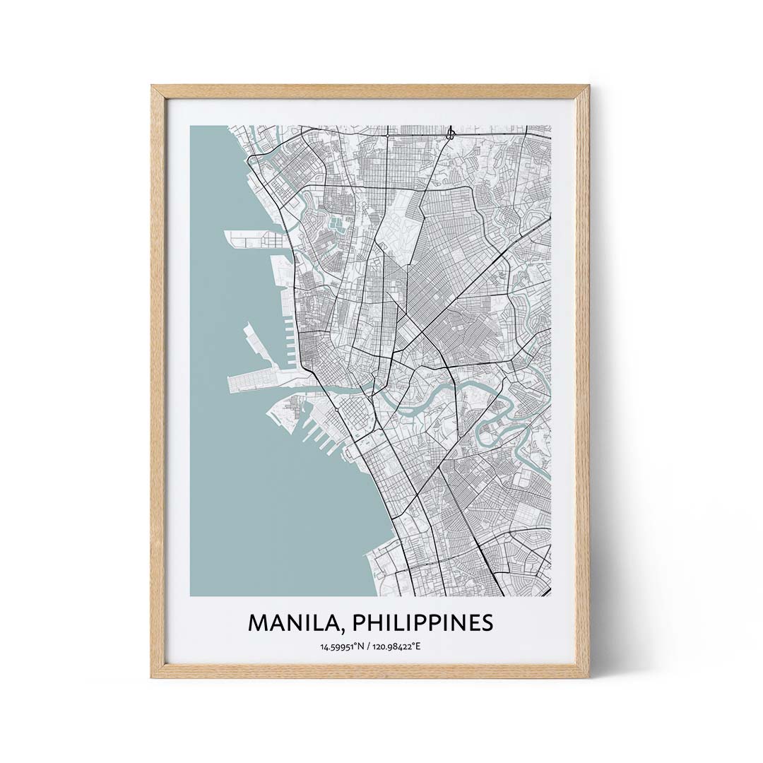 Affiche de la carte de la ville de Manille