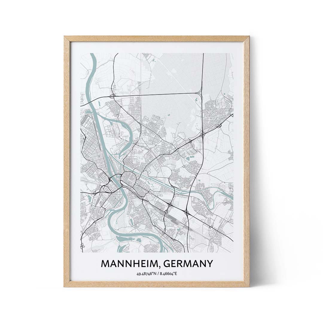 Affiche du plan de la ville de Mannheim