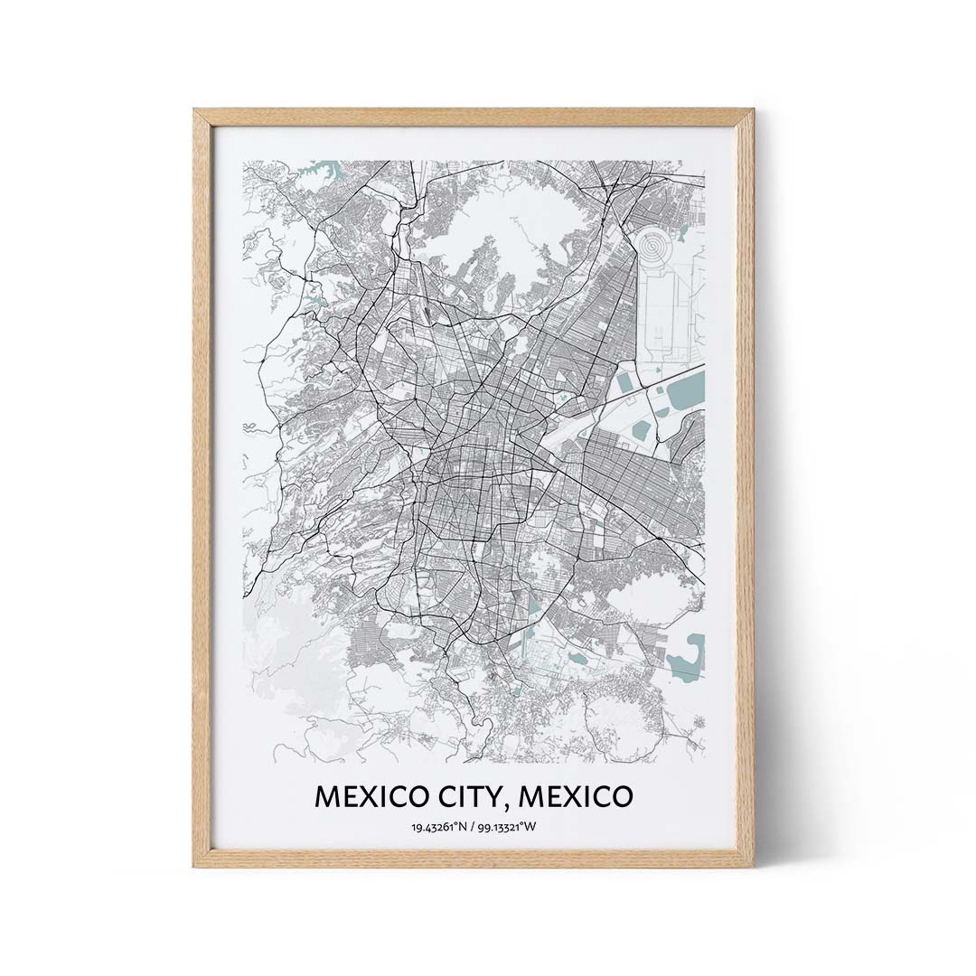 Affiche de la carte de la ville de Mexico