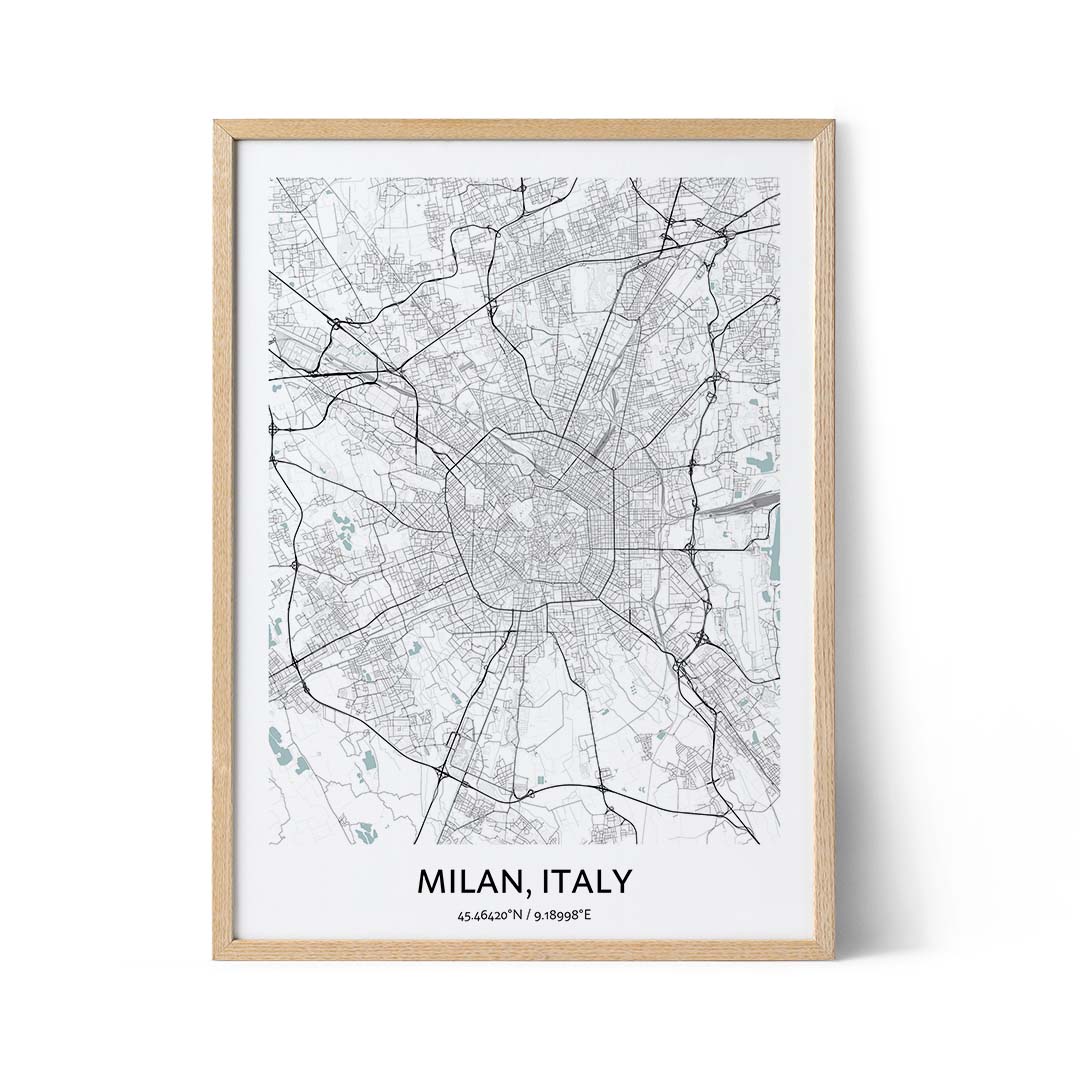 Milan city map poster