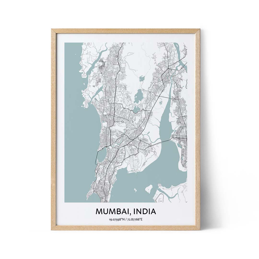 Affiche de la carte de la ville de Mumbai