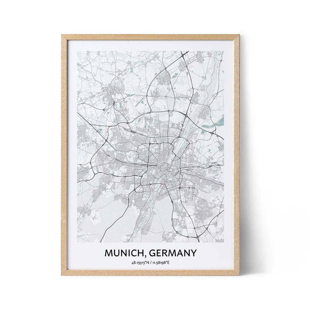 Affiche du plan de la ville de Munich