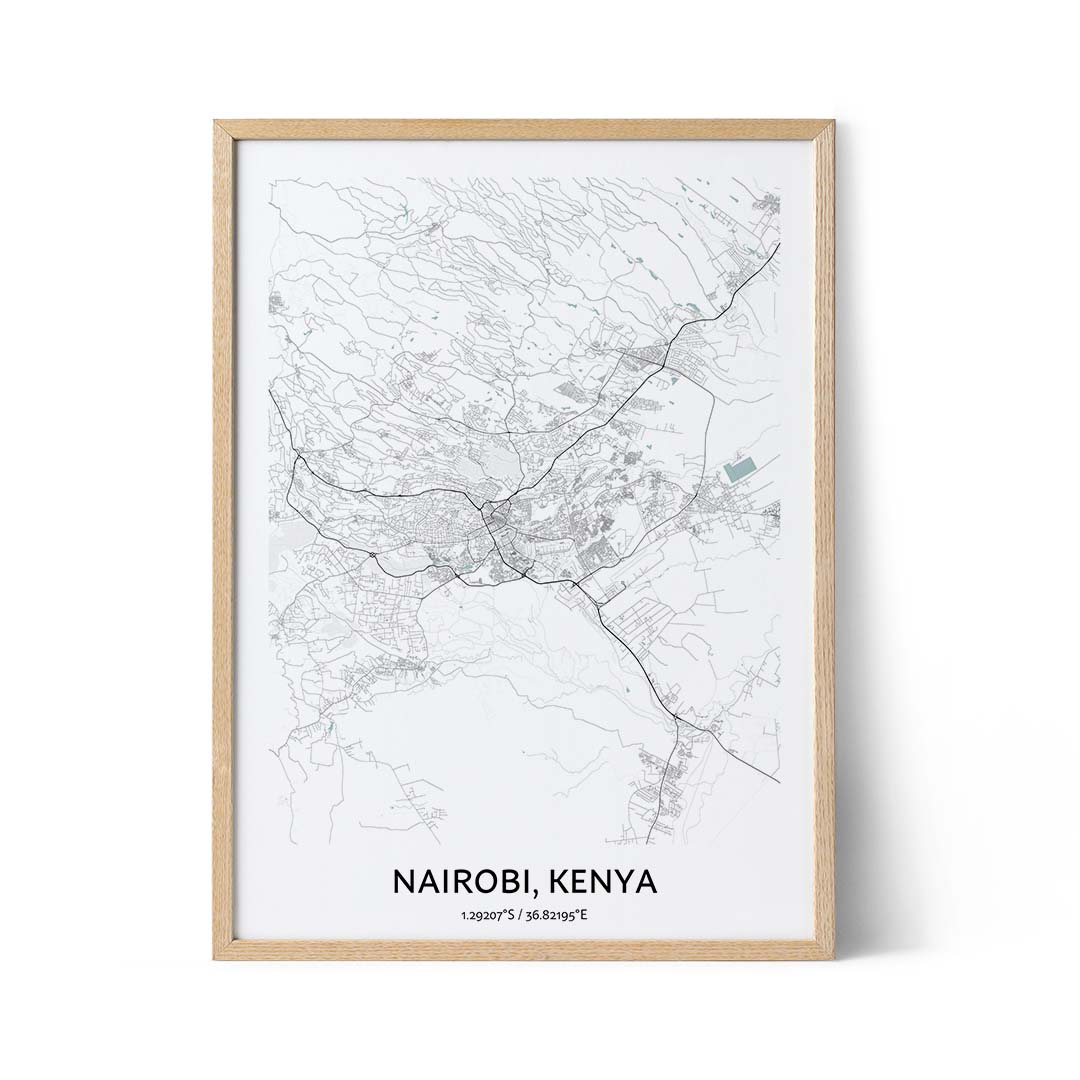 Affiche de la carte de la ville de Nairobi