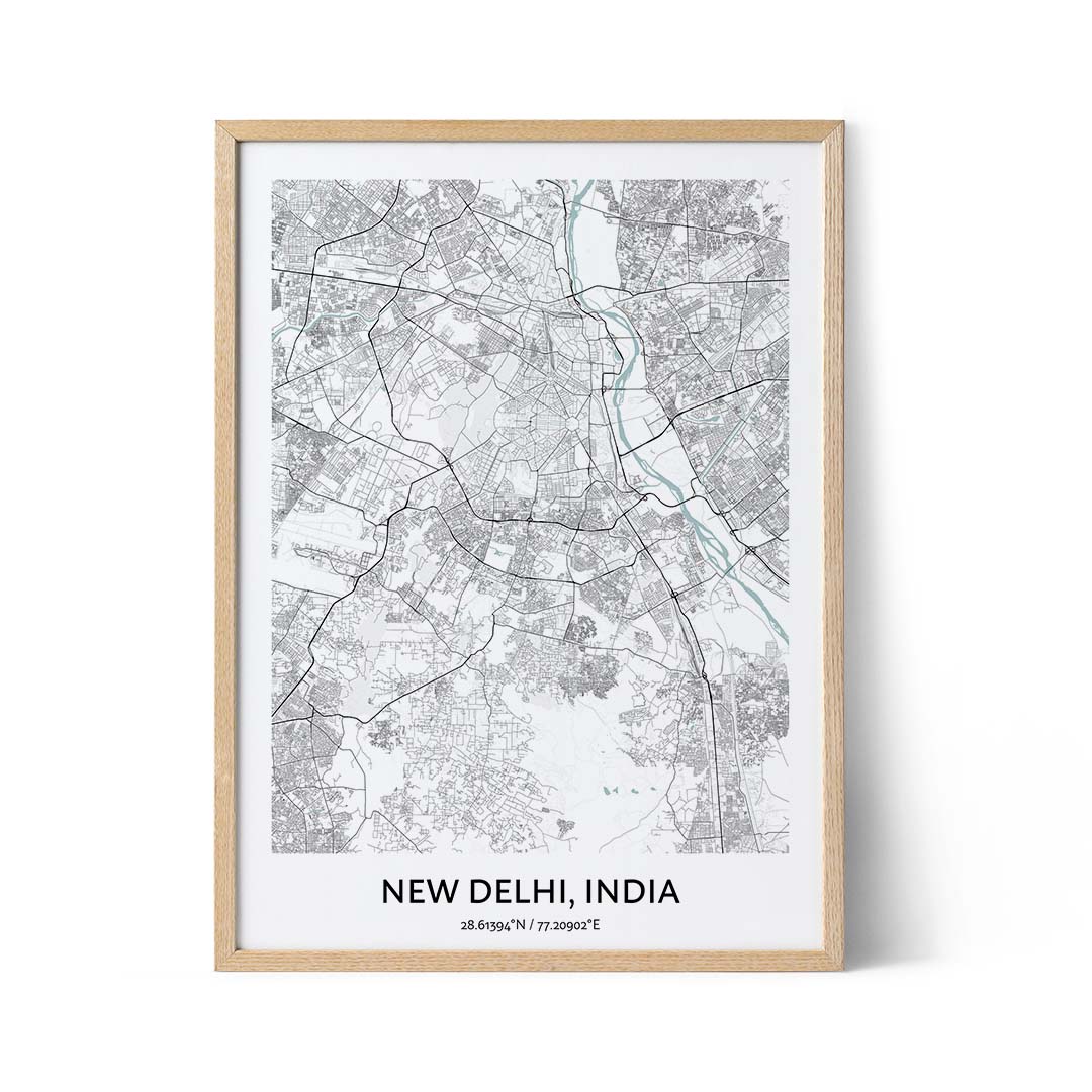 Affiche du plan de la ville de New Delhi