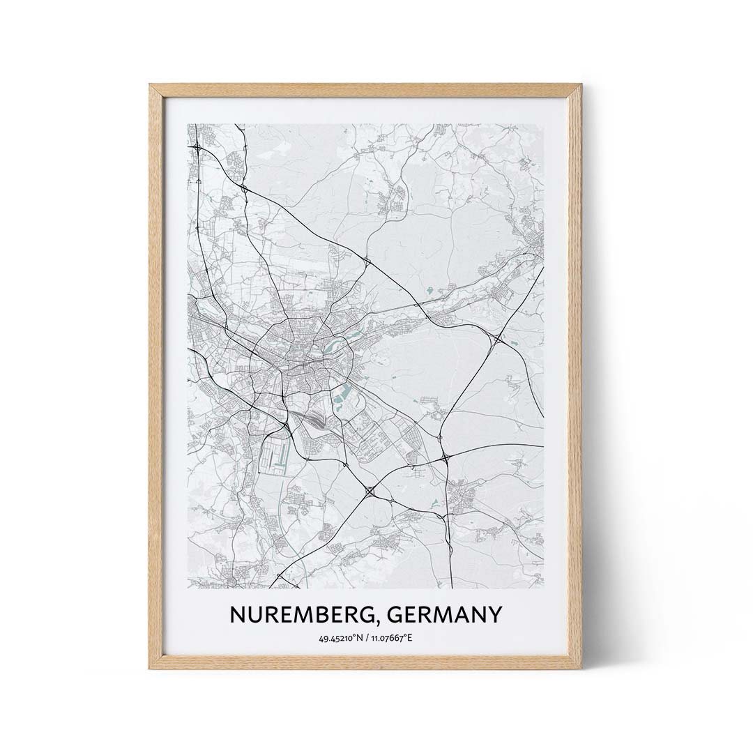 Affiche du plan de la ville de Nuremberg