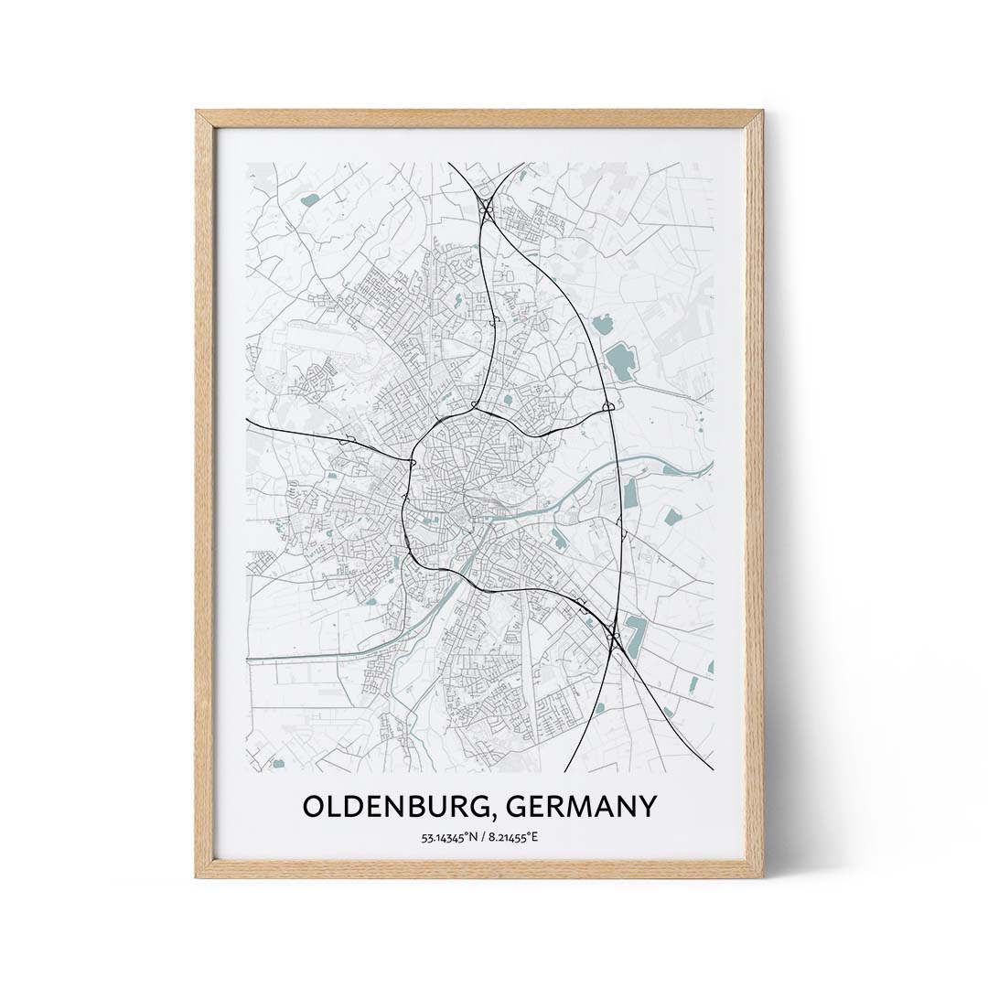 Affiche du plan de la ville d'Oldenburg