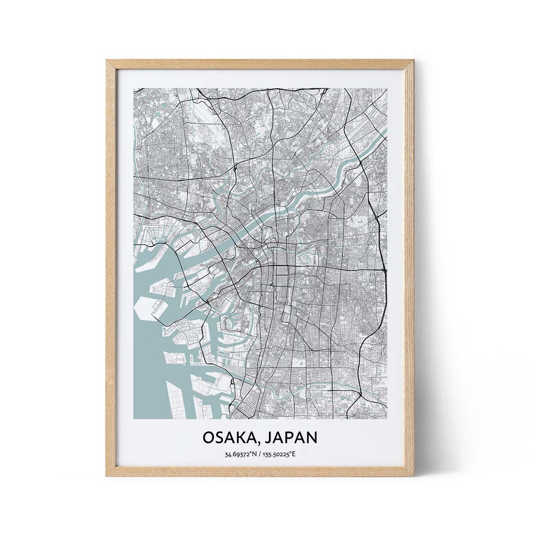 Affiche du plan de la ville d'Osaka