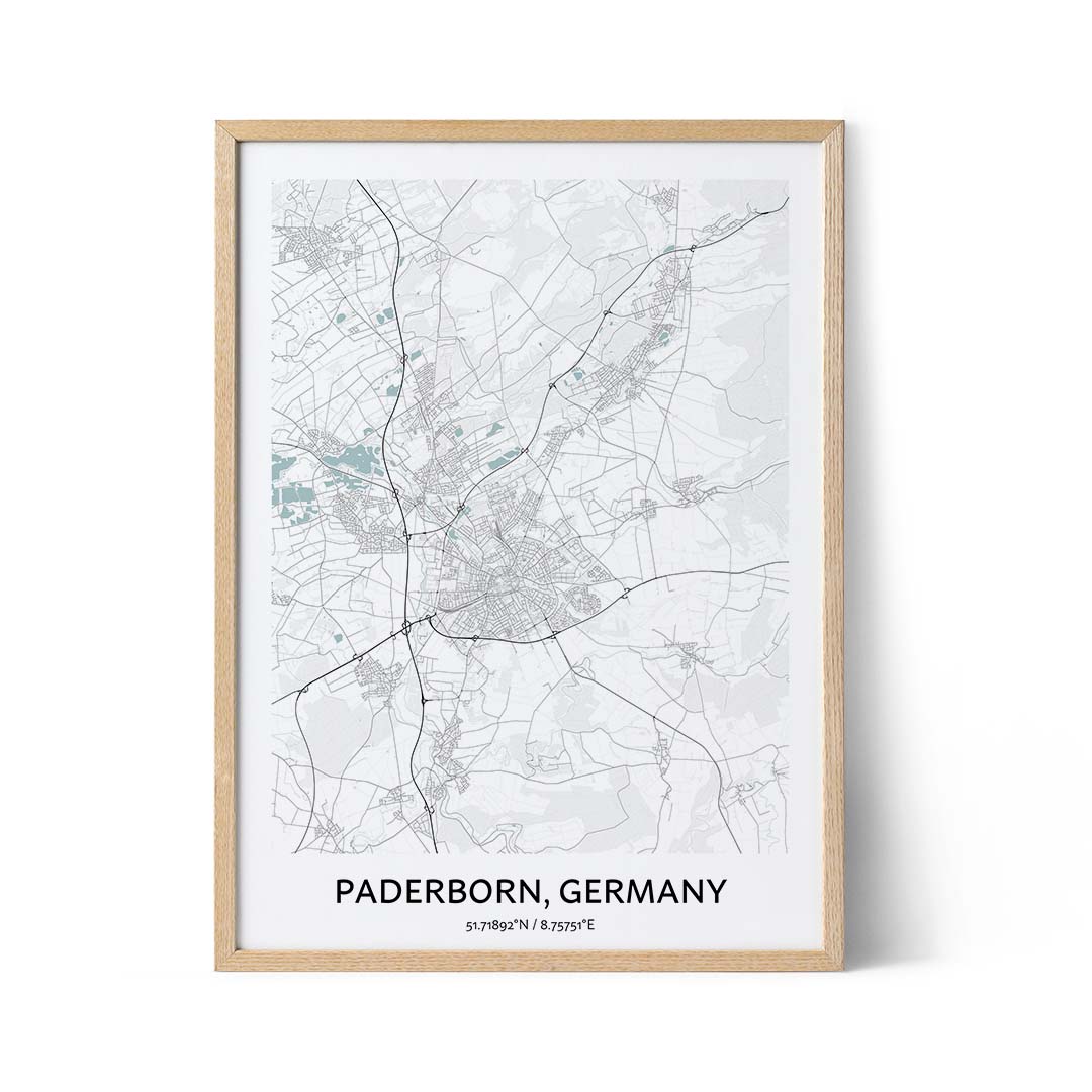 Affiche du plan de la ville de Paderborn