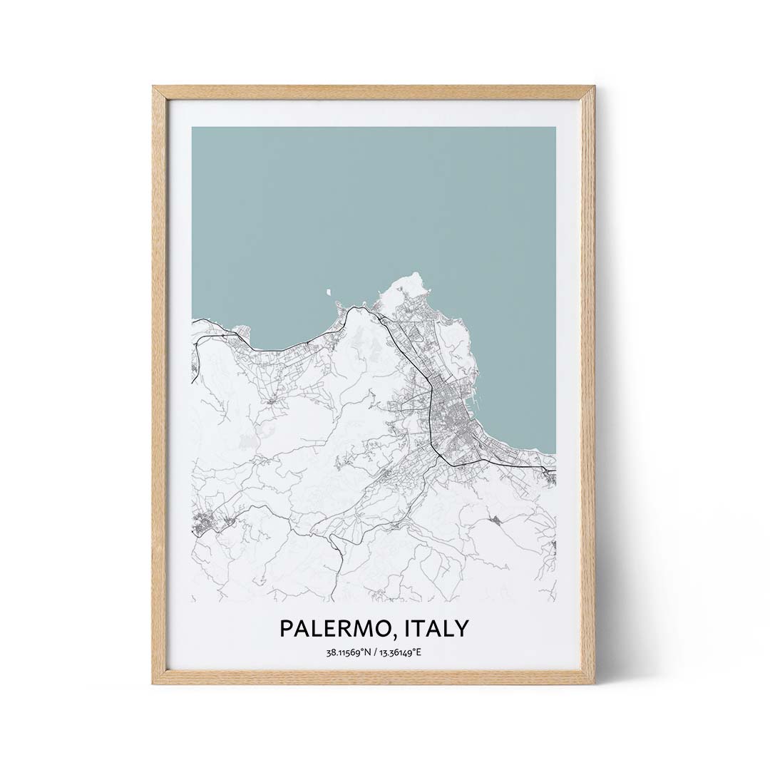 Affiche du plan de la ville de Palerme