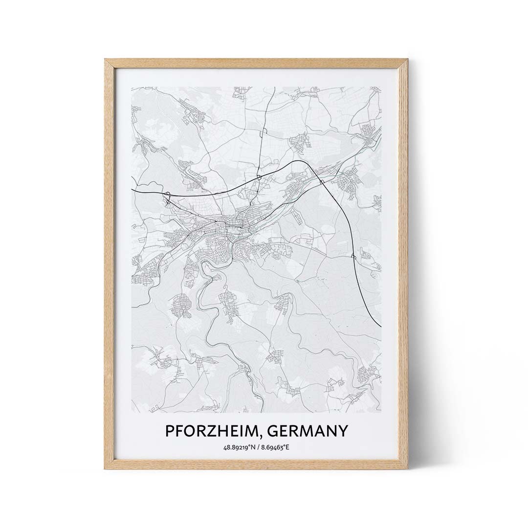 Affiche du plan de la ville de Pforzheim