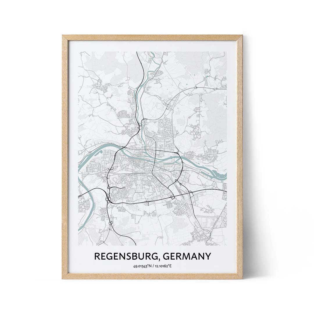 Affiche du plan de la ville de Regensburg