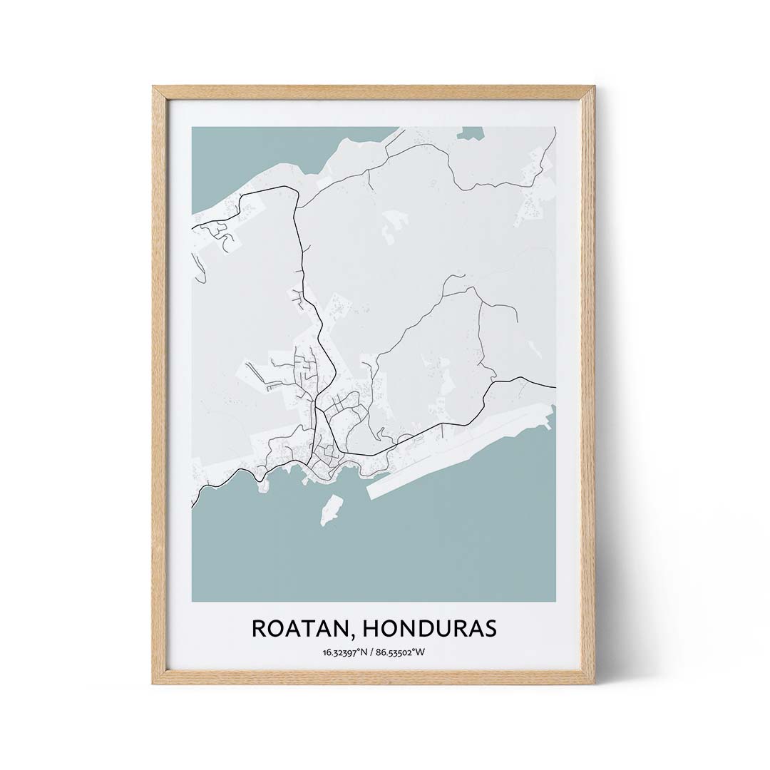 Roatan city map poster