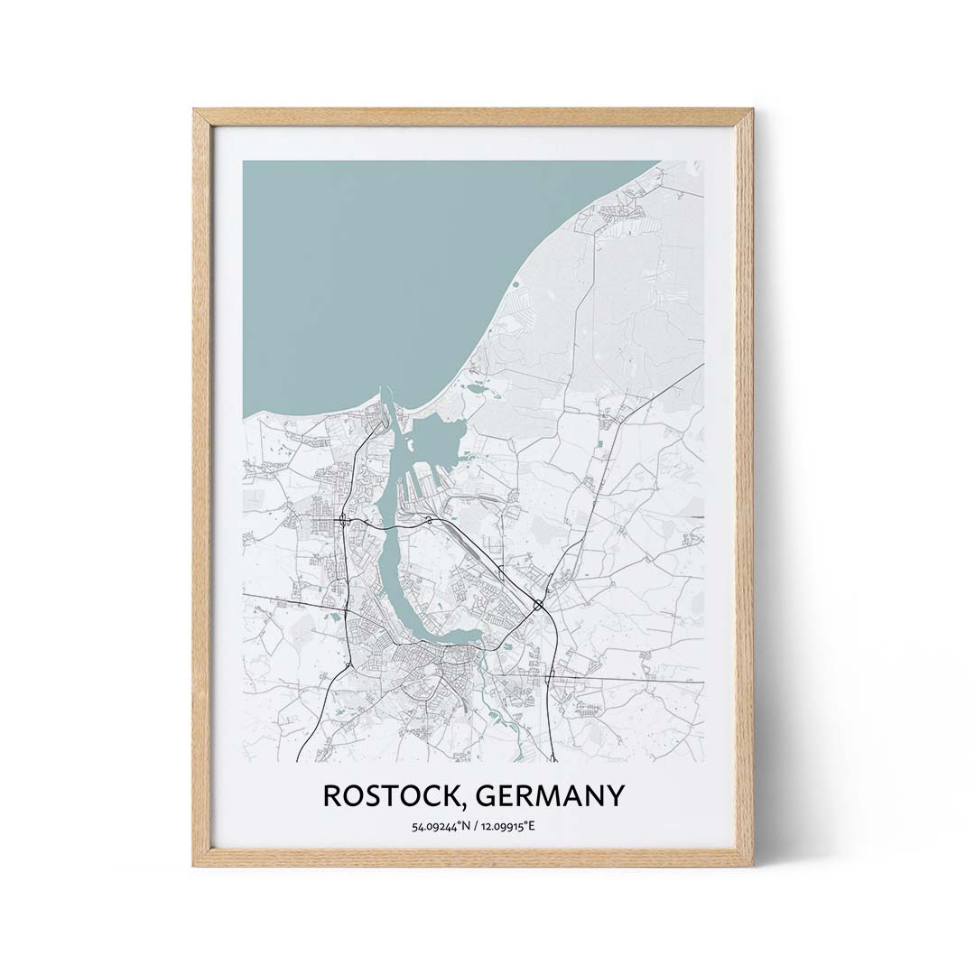 Affiche du plan de la ville de Rostock