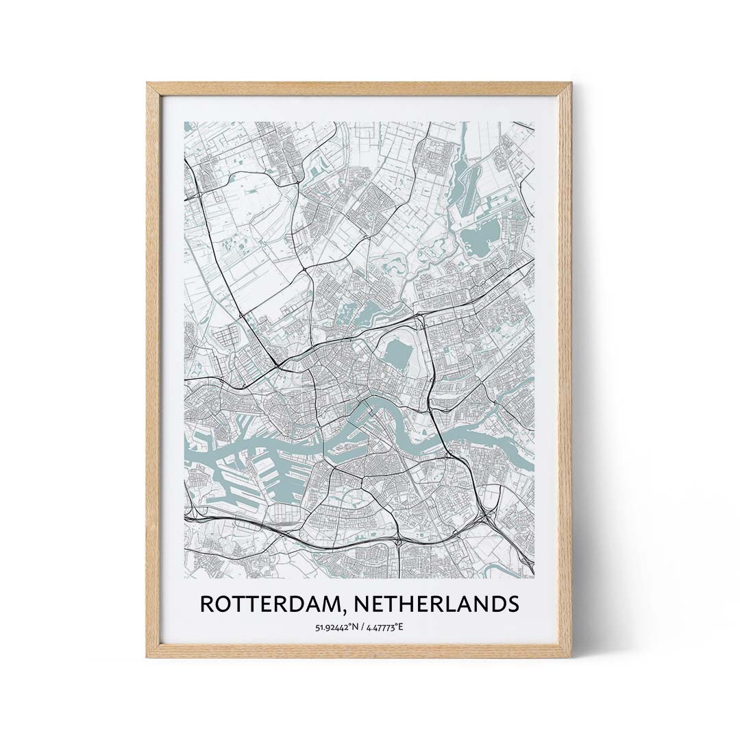 Affiche du plan de la ville de Rotterdam