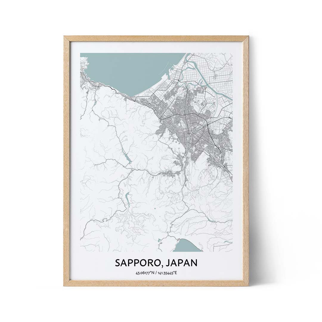 Affiche du plan de la ville de Sapporo