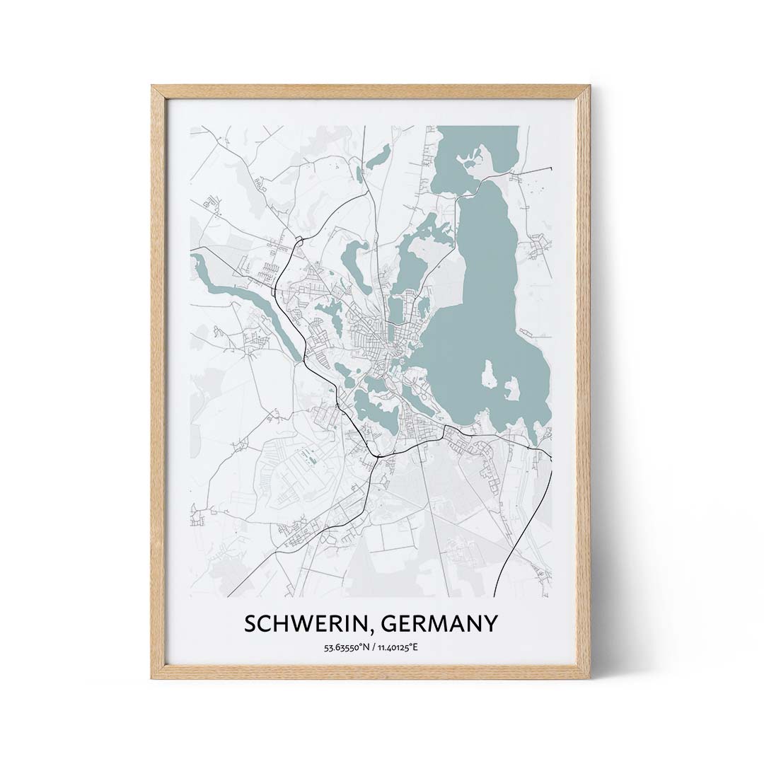 Affiche du plan de la ville de Schwerin