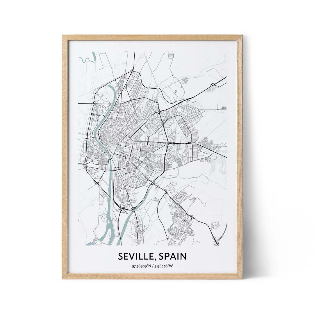 Affiche du plan de la ville de Séville