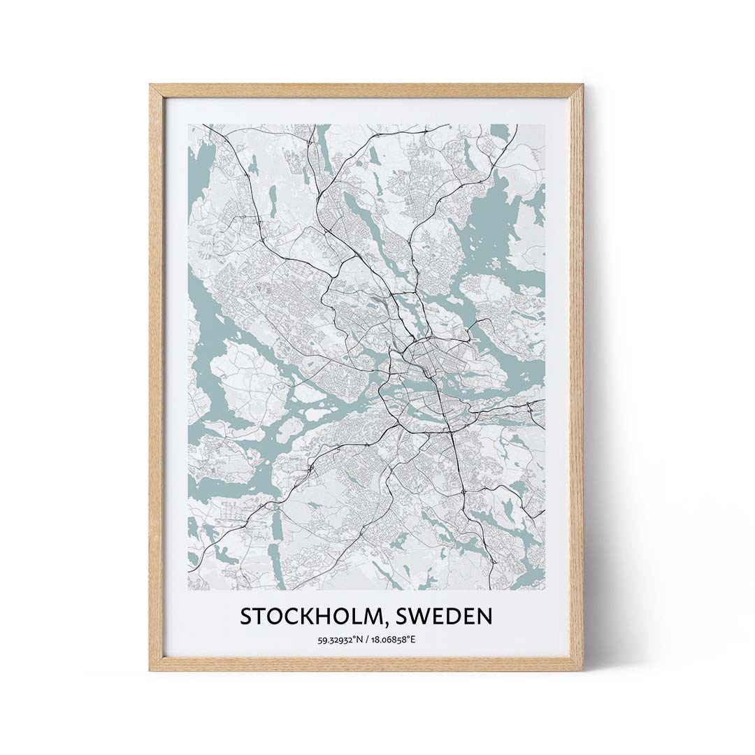 Affiche du plan de la ville de Stockholm