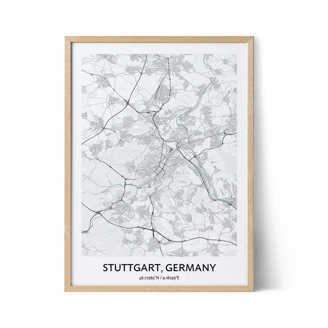 Affiche du plan de la ville de Stuttgart