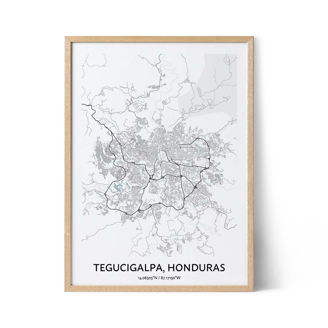 Tegucigalpa city map poster