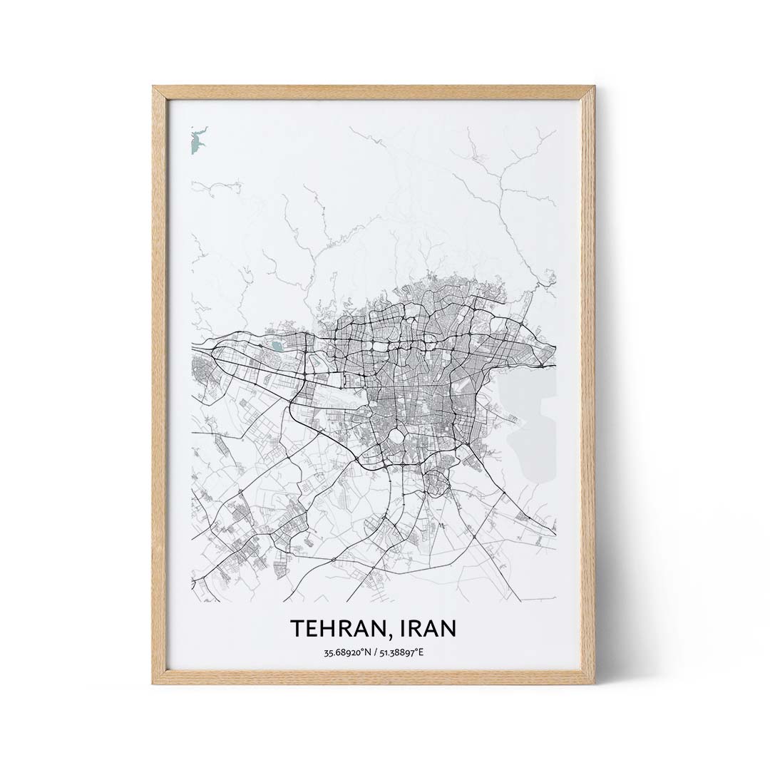 Tehran city map poster
