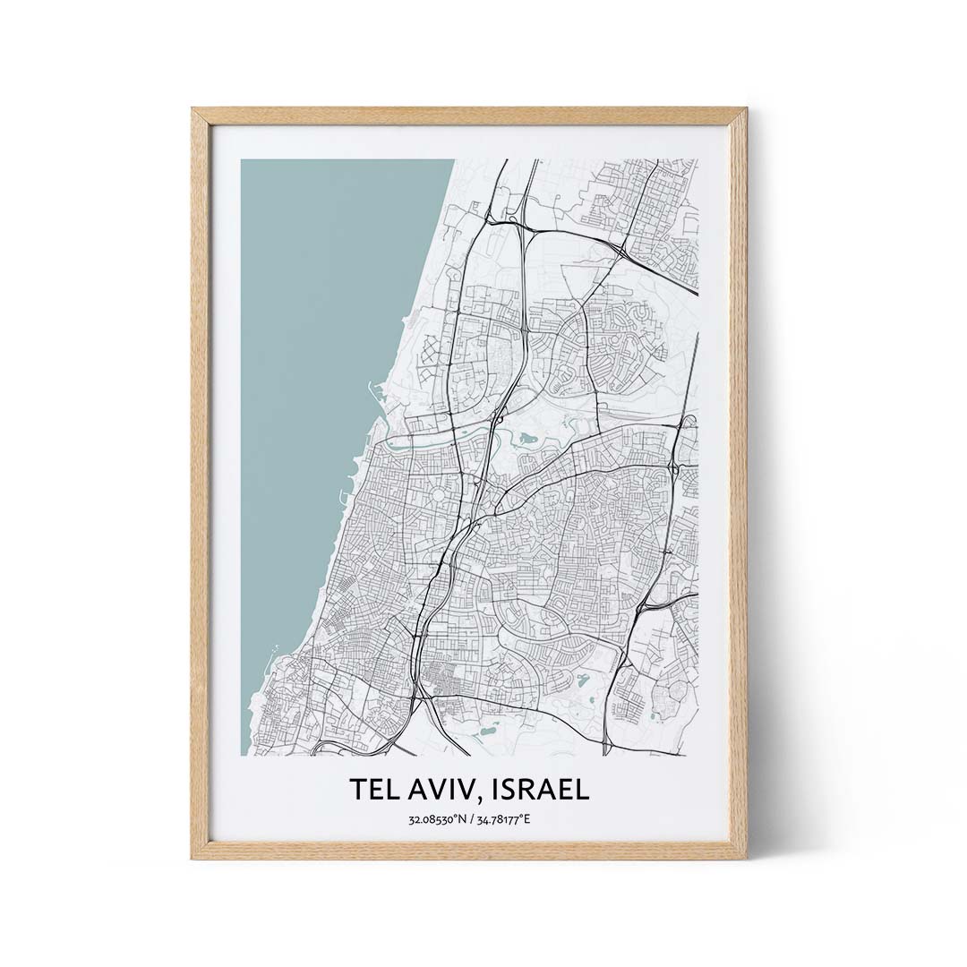 Tel Aviv city map poster