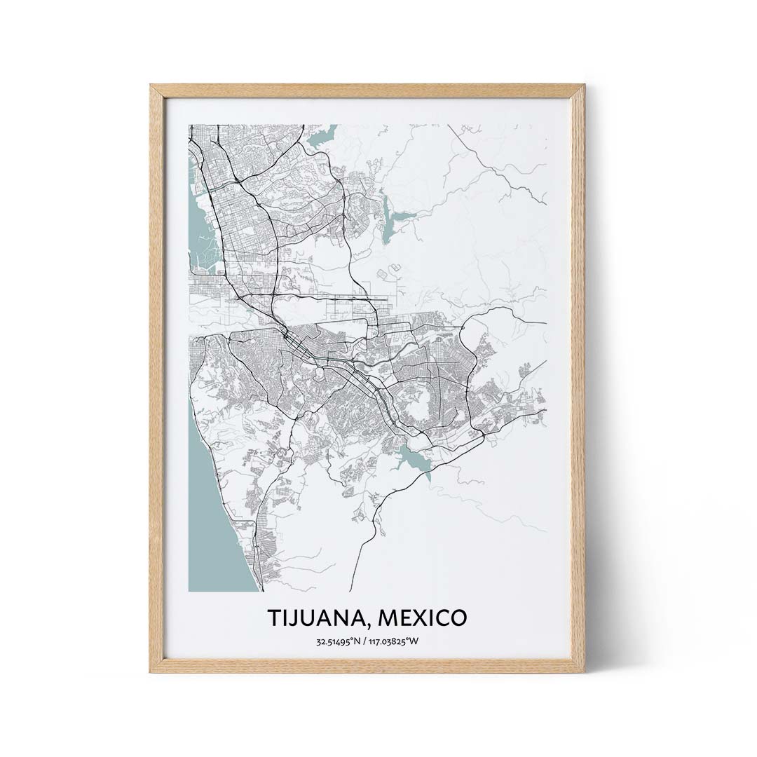 Affiche du plan de la ville de Tijuana