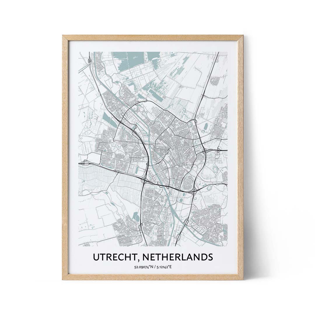 Affiche du plan de la ville d'Utrecht