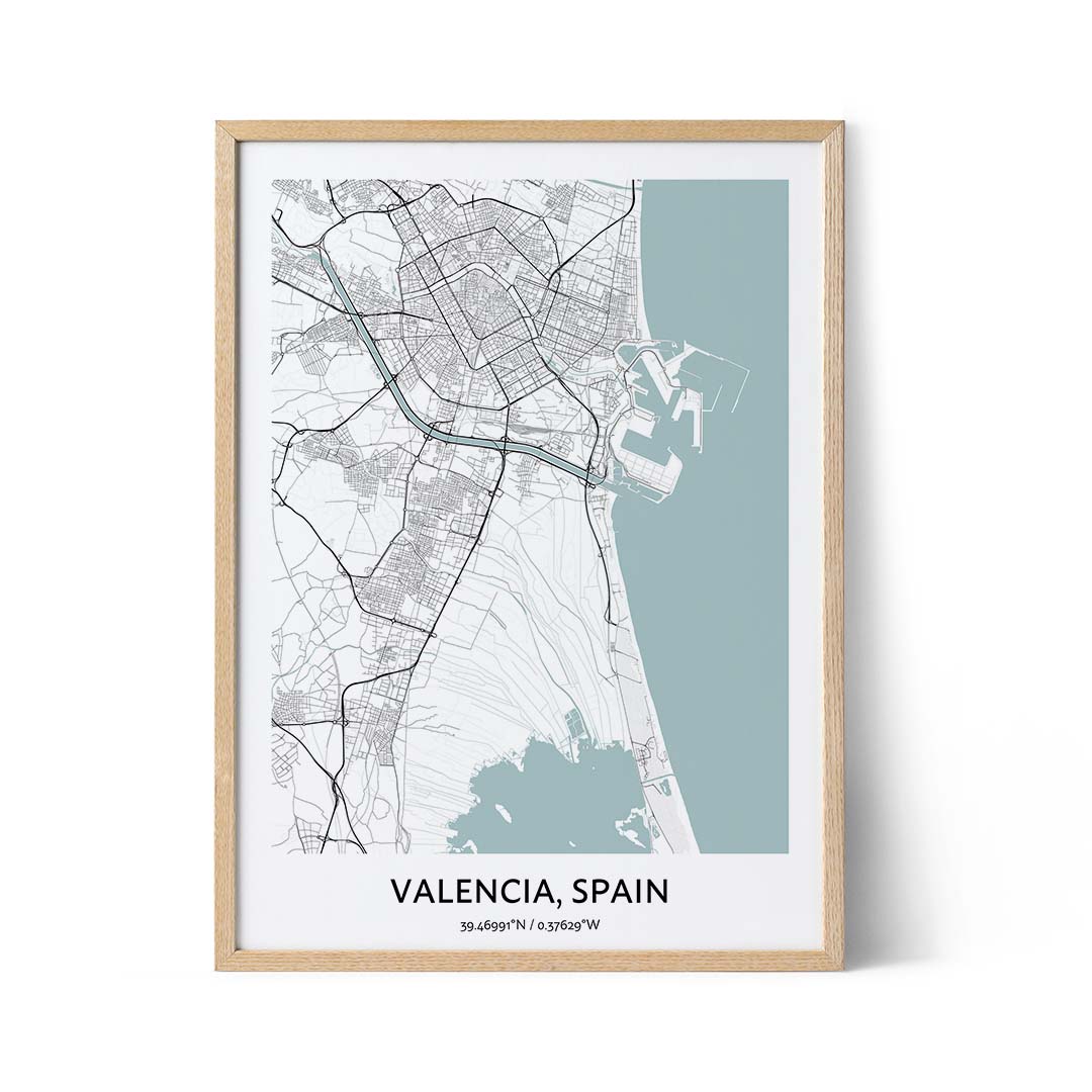 Valencia city map poster