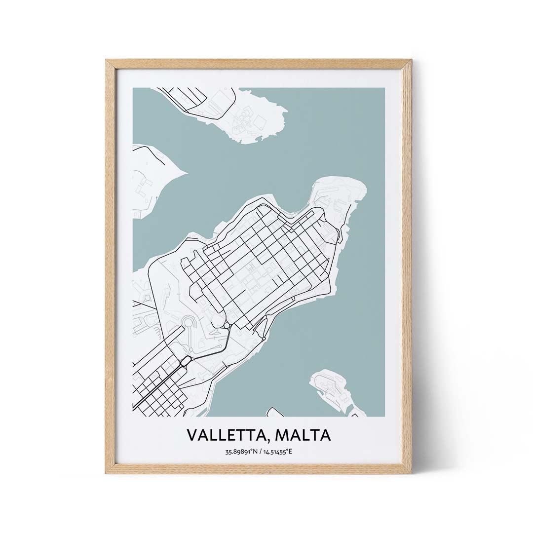 Valletta city map poster