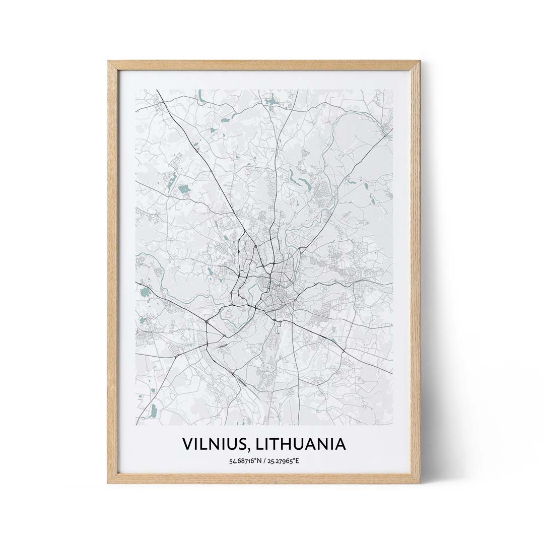 Affiche du plan de la ville de Vilnius