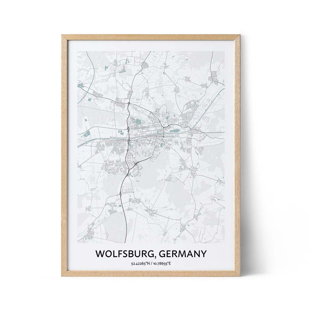 Affiche du plan de la ville de Wolfsburg