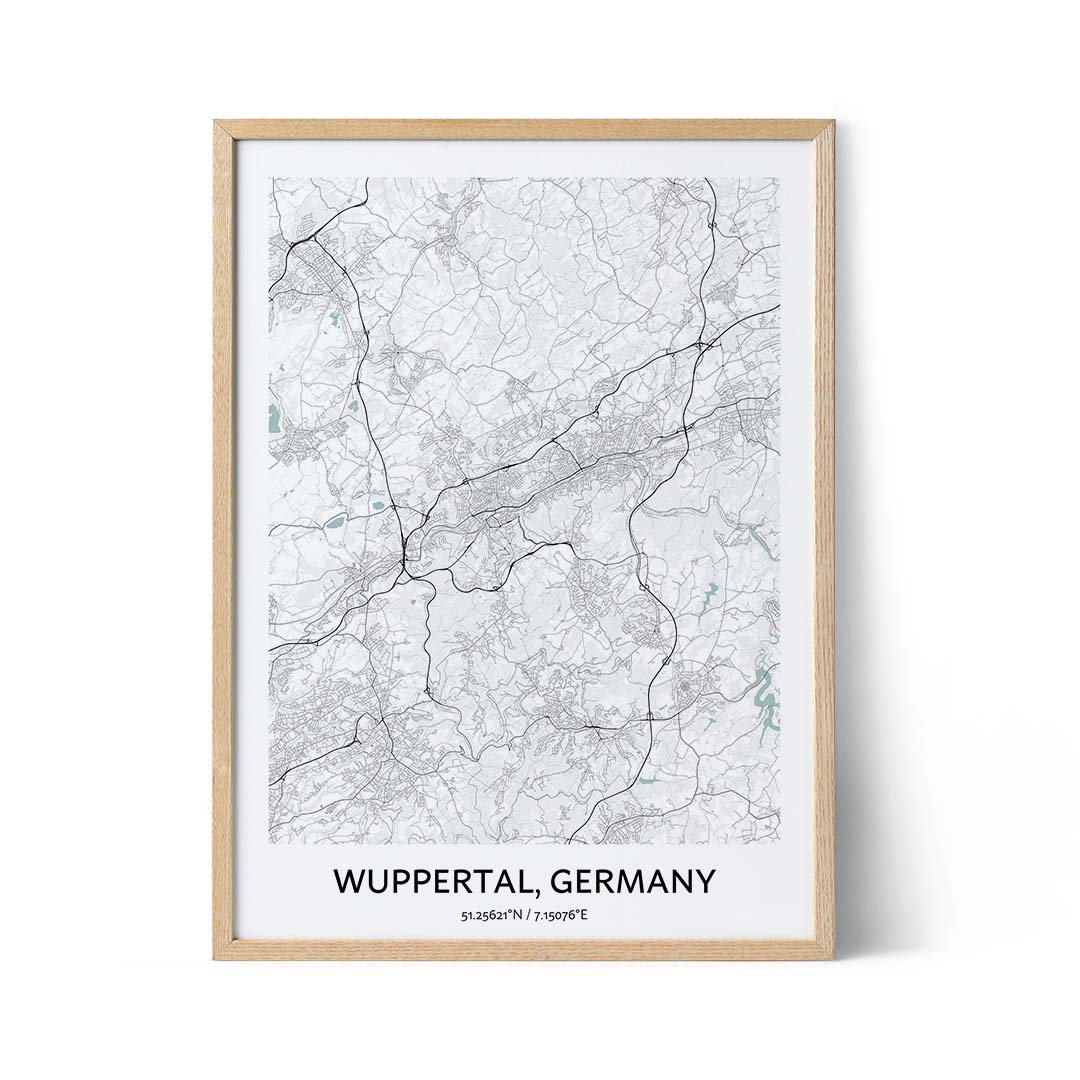 Affiche du plan de la ville de Wuppertal