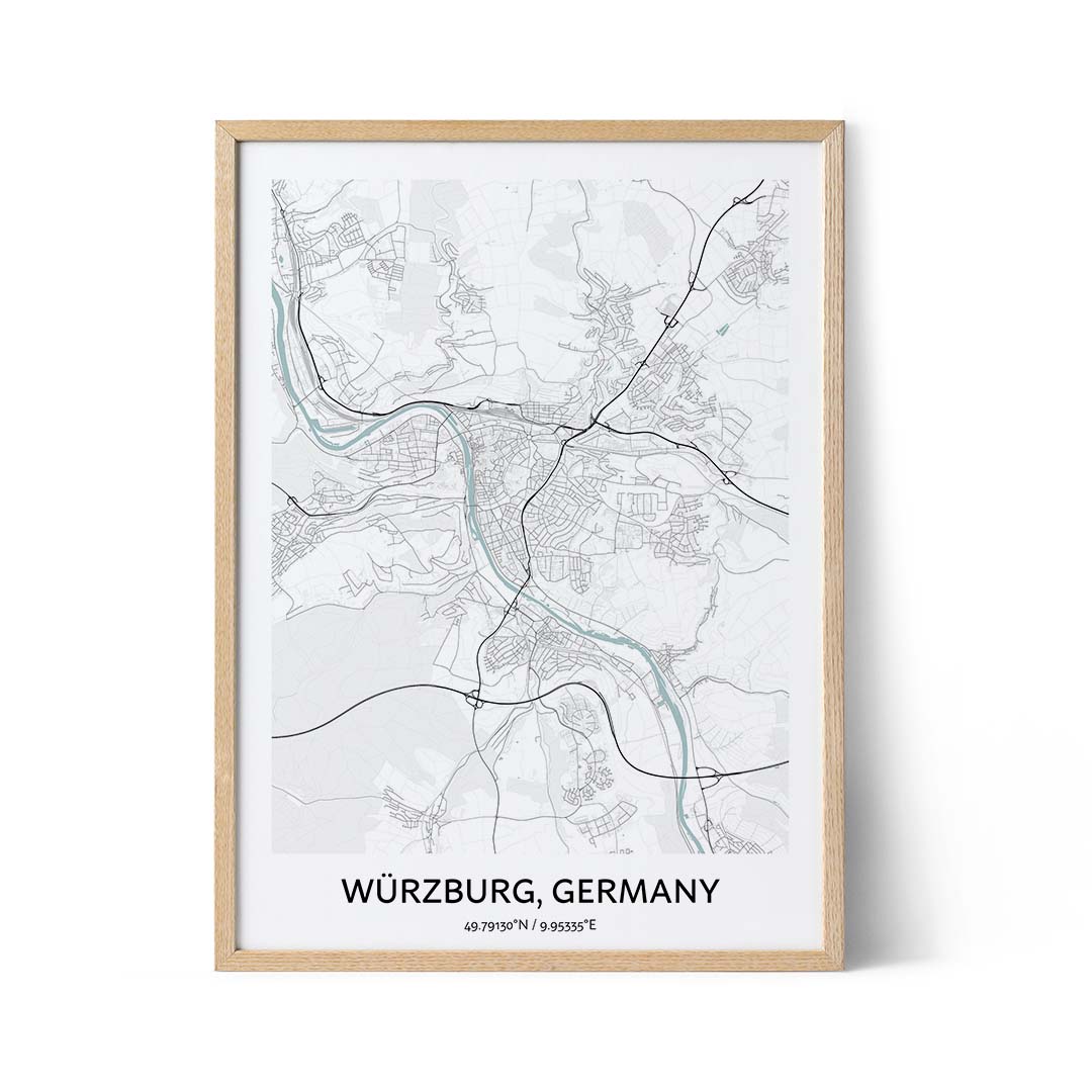 Affiche du plan de la ville de Wurzburg