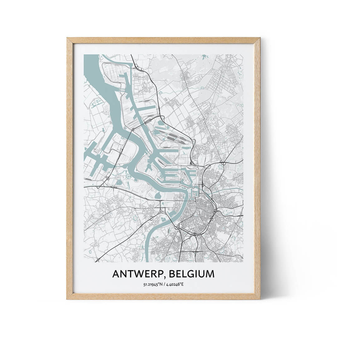 Affiche du plan de la ville d'Anvers