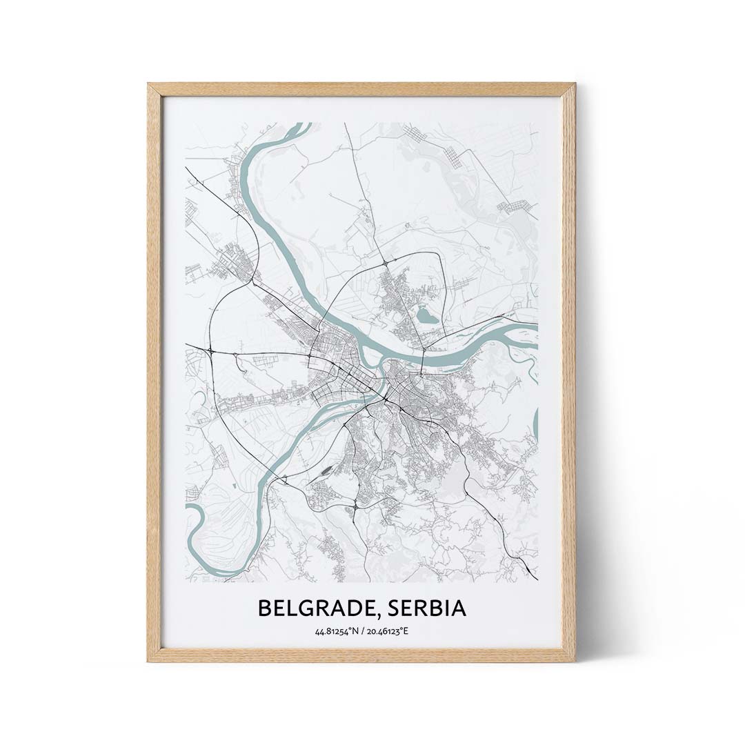 Belgrade city map poster