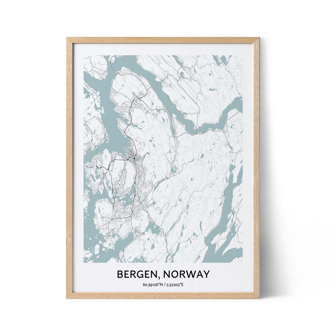Bergen city map poster