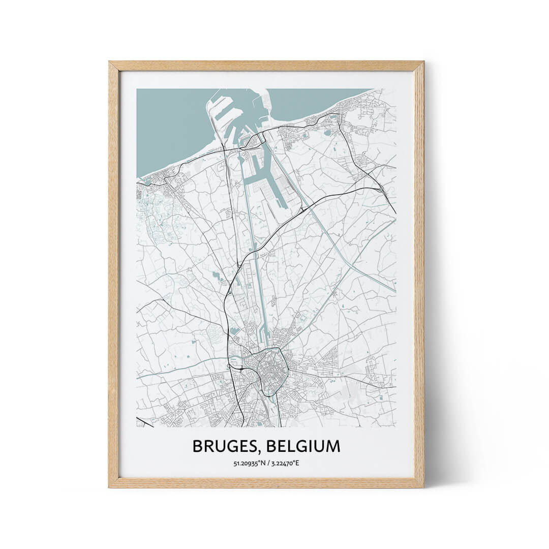 Affiche du plan de la ville de Bruges