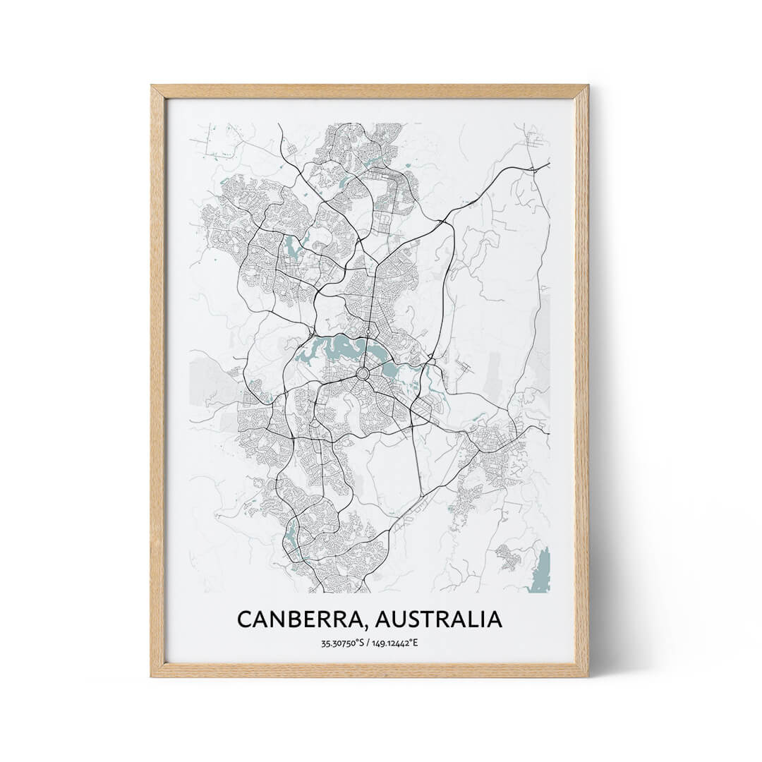 Affiche du plan de la ville de Canberra